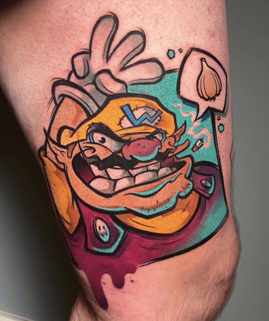 Wario Garlic Super Mario Tattoo