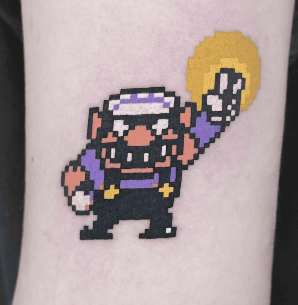 Wario Peace Super Mario Tattoo