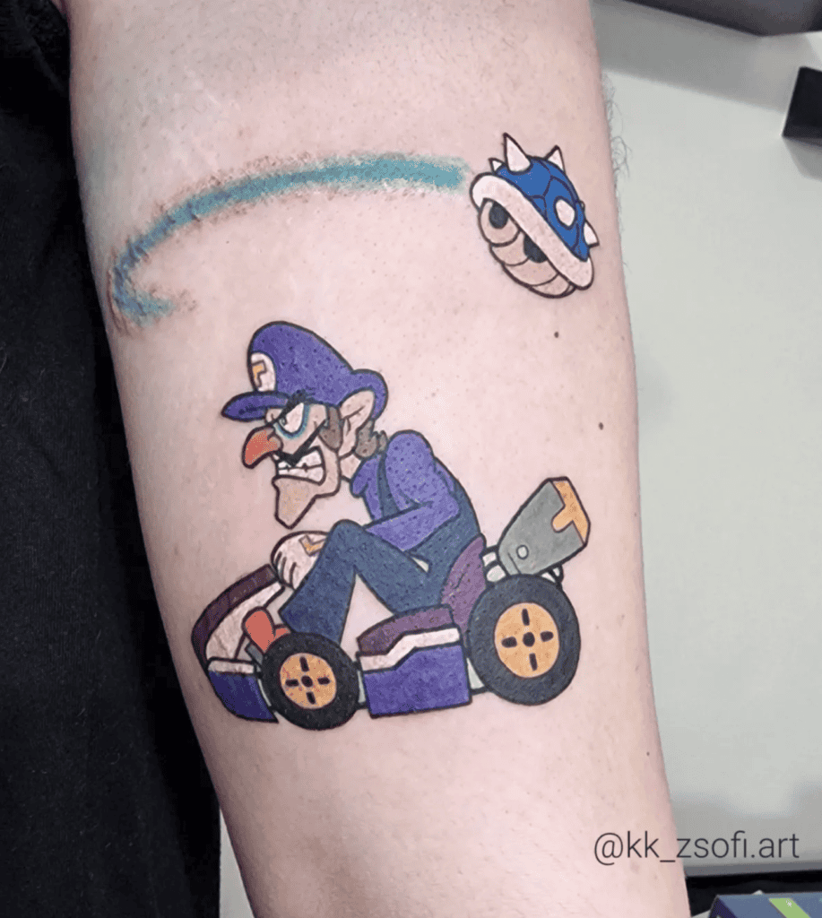 Waluigi Kart Super Mario Tattoo