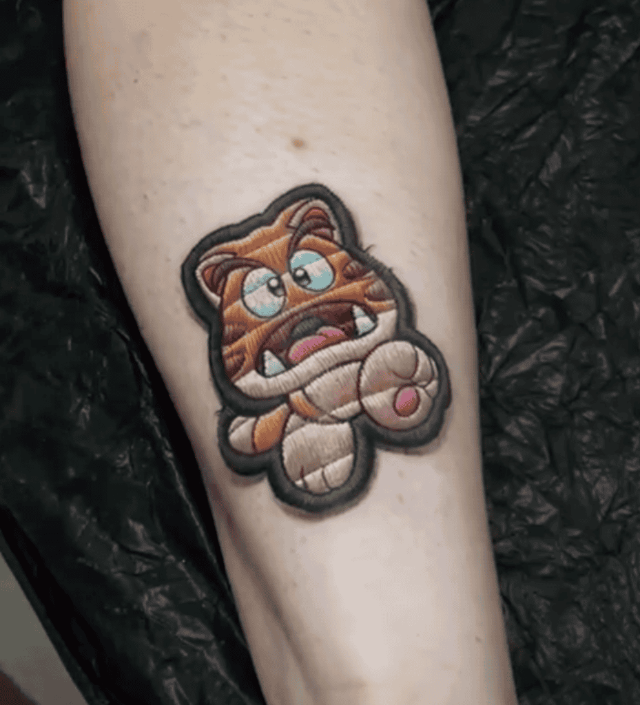 Goomba Cat Super Mario Tattoo