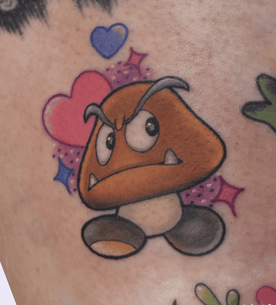 Goomba Hearts Super Mario Tattoo