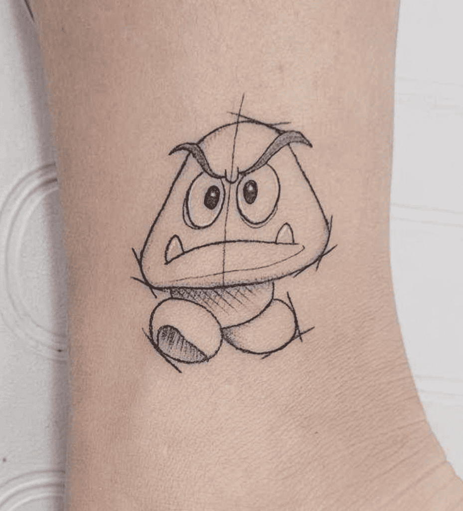 Goomba Lines Super Mario Tattoo