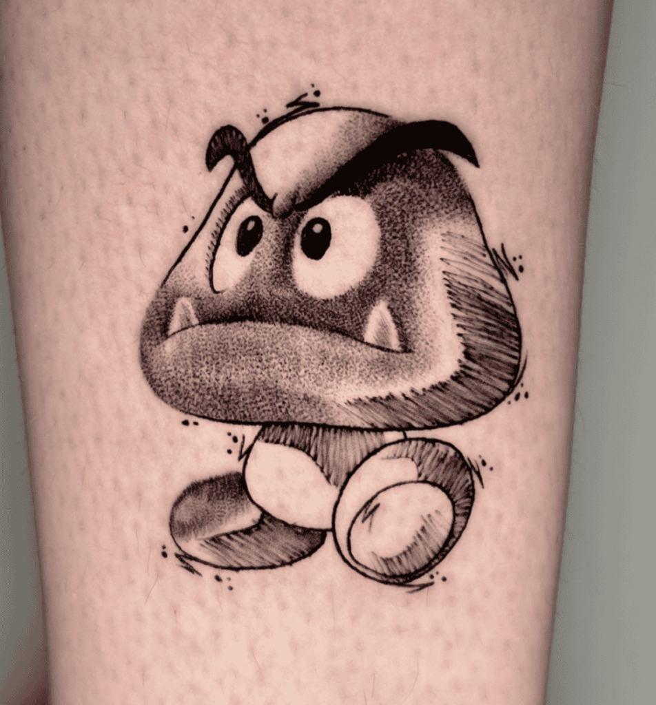Goomba Sketch Super Mario Tattoo