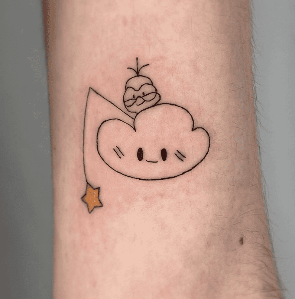 Lakitu Fishing Super Mario Tattoo