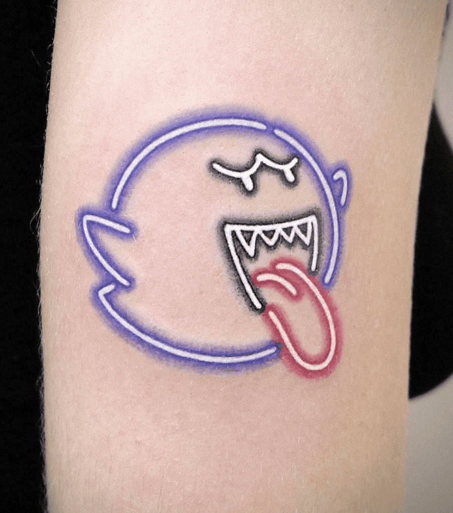 Boo Neon Super Mario Tattoo