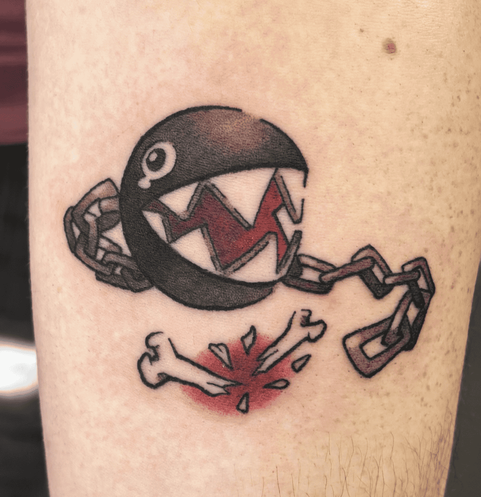 Chain Chomp Bone Super Mario Tattoo