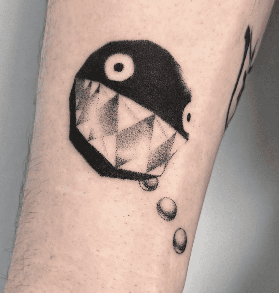 Chain Chomp N64 Super Mario Tattoo