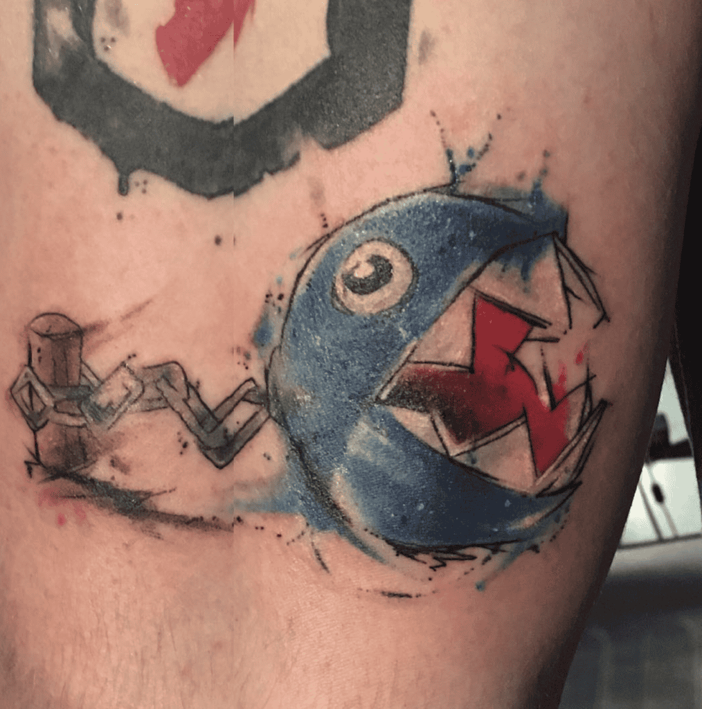 Chain Chomp Sketch Super Mario Tattoo