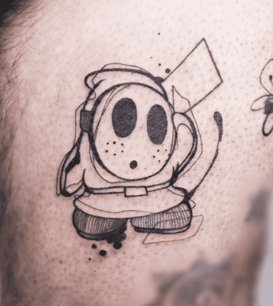 Shy Guy Sketch Super Mario Tattoo