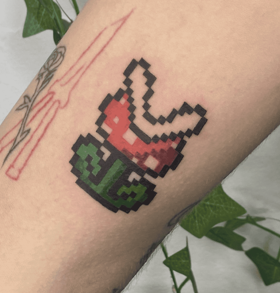 Piranha Plant Pixel Super Mario Tattoo