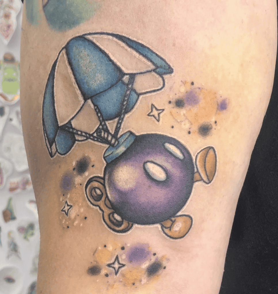 Bomb-omb Parachute Super Mario Tattoo