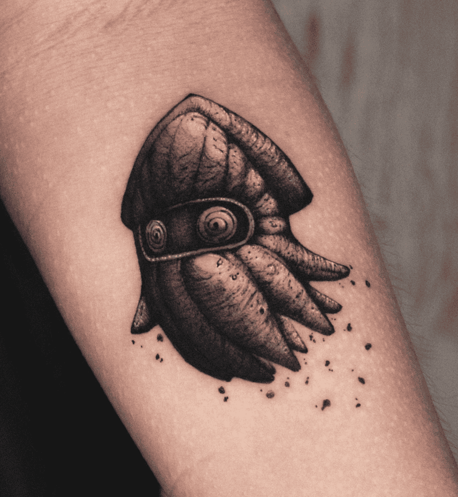Blooper Dark Super Mario Tattoo