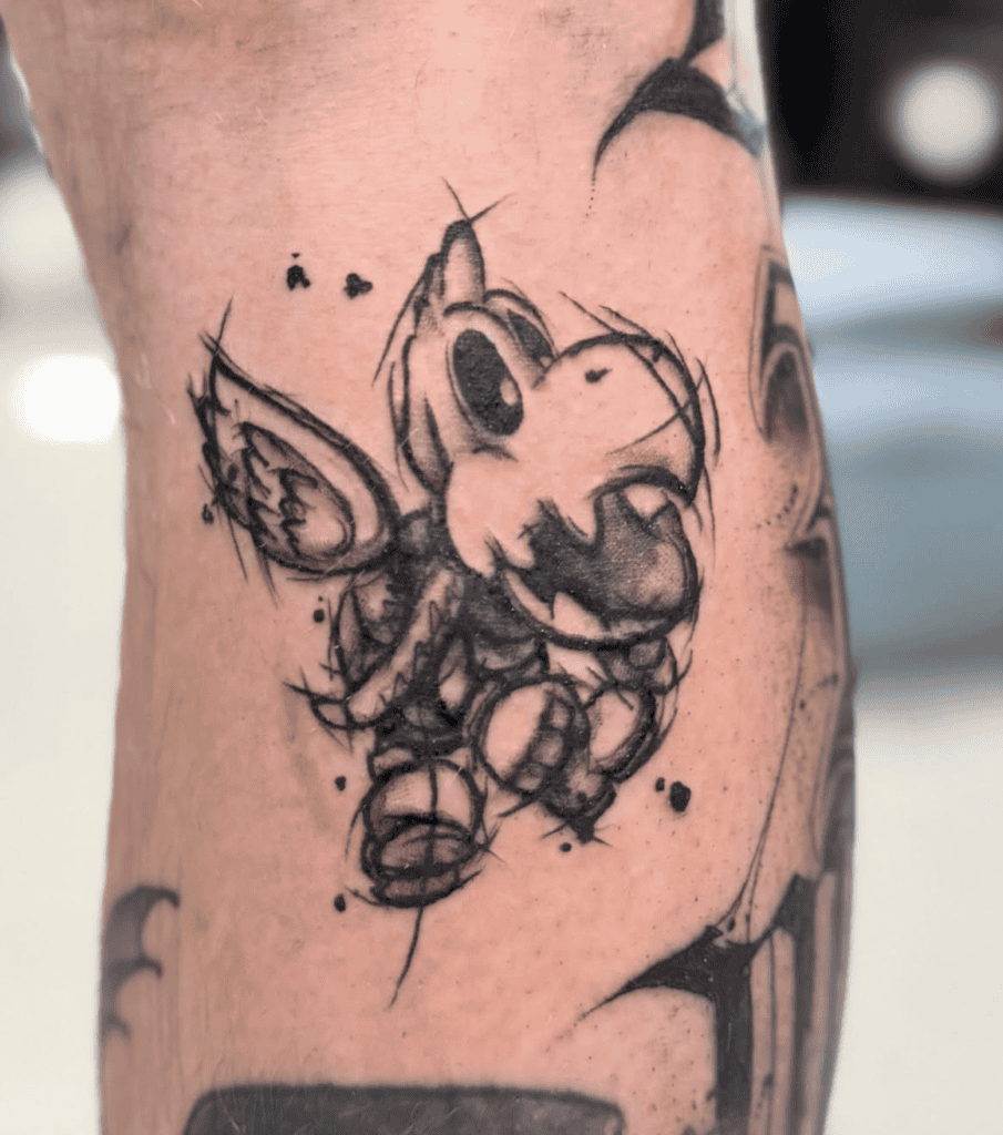 Dry Bones Fly Super Mario Tattoo