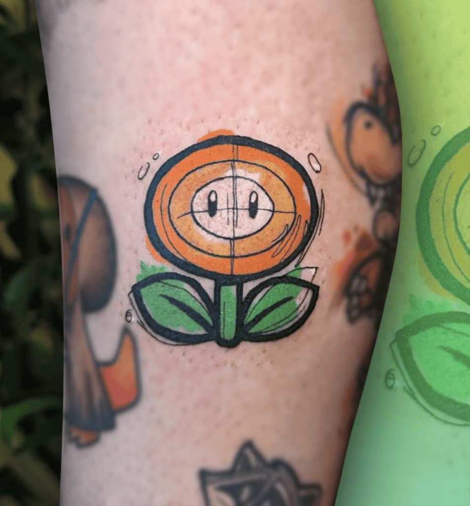 Fire Flower Sketch Super Mario Tattoo