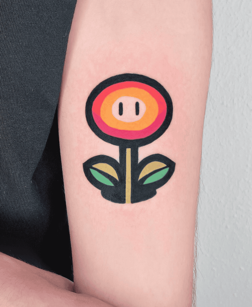 Fire Flower Super Mario Tattoo