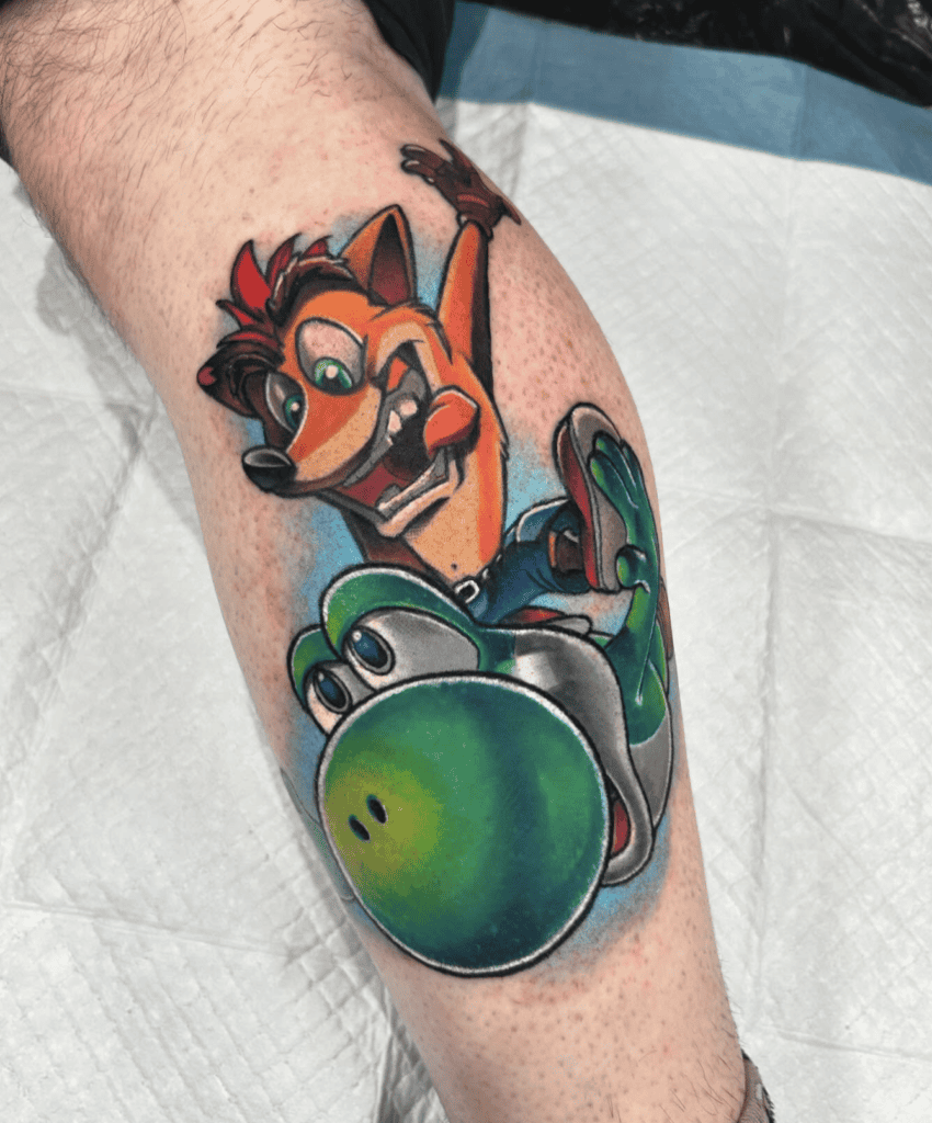 Crash X Super Mario Tattoo