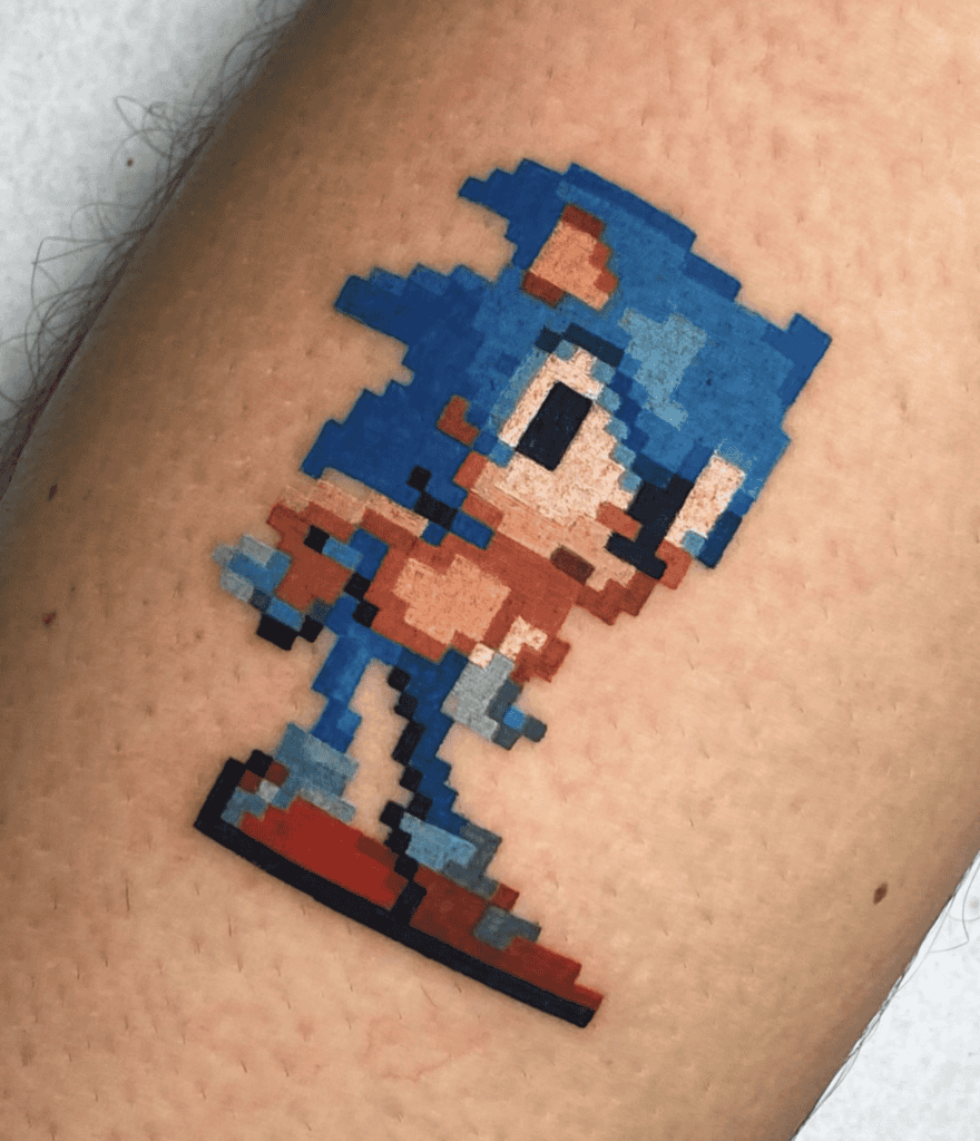 Sonic the Hedgehog Pixel Tattoo