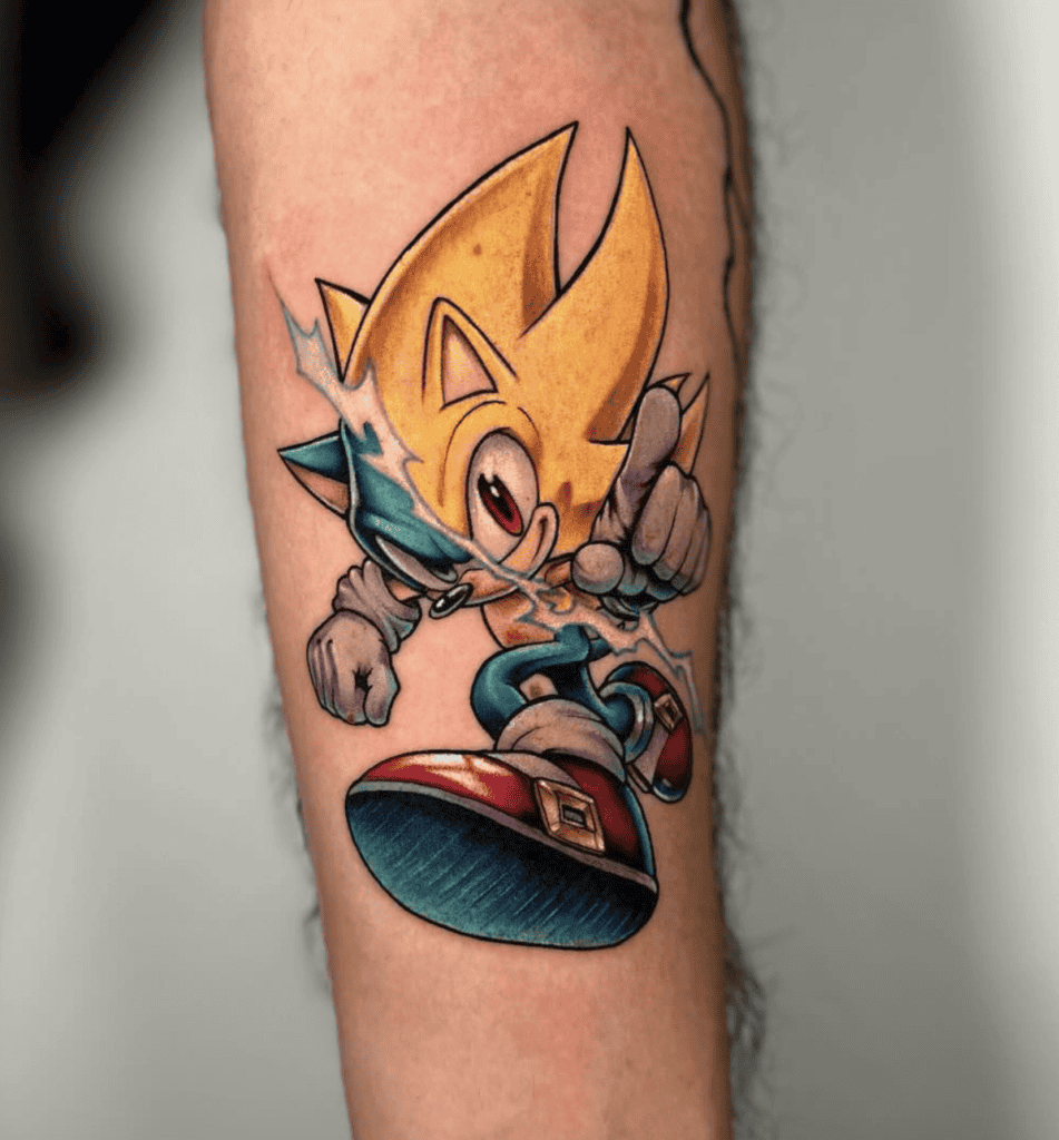 Sonic the Hedgehog Split Tattoo