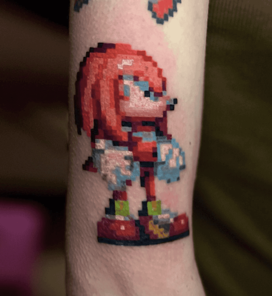 Knuckles Pixel Sonic the Hedgehog Tattoo