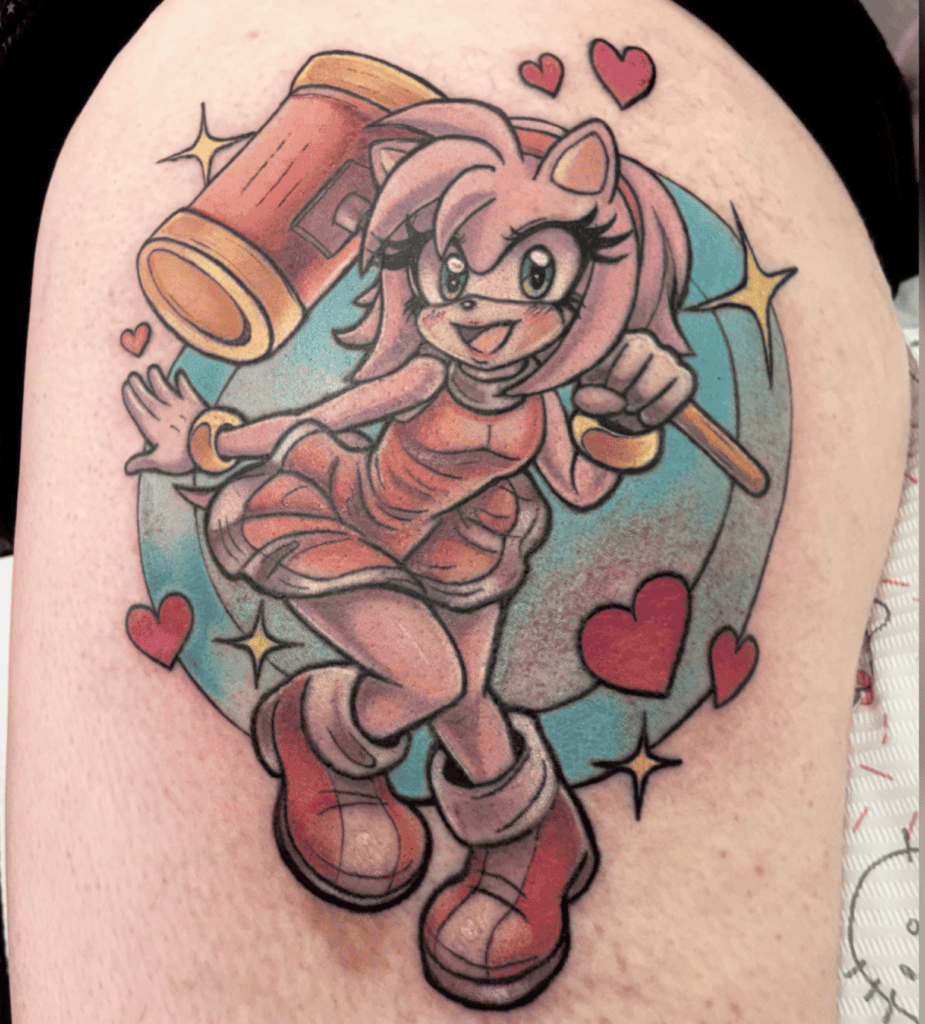 Amy Rose Hammer Sonic the Hedgehog Tattoo