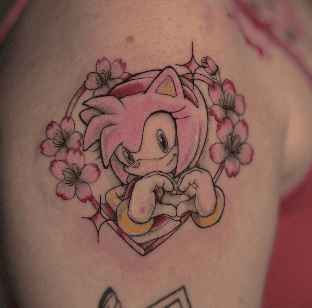 Amy Rose Heart Sonic the Hedgehog Tattoo