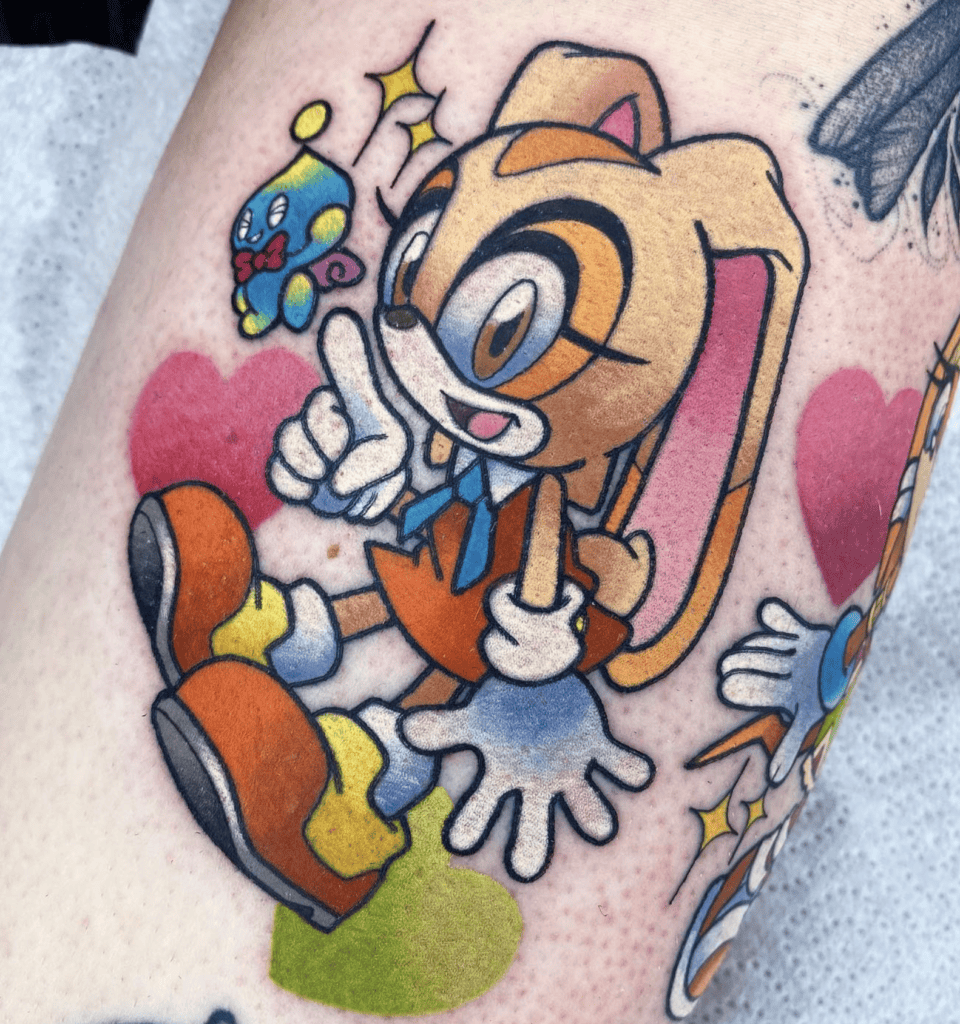 Cream and Cheese Happy Sonic the Hedgehog Tattoo