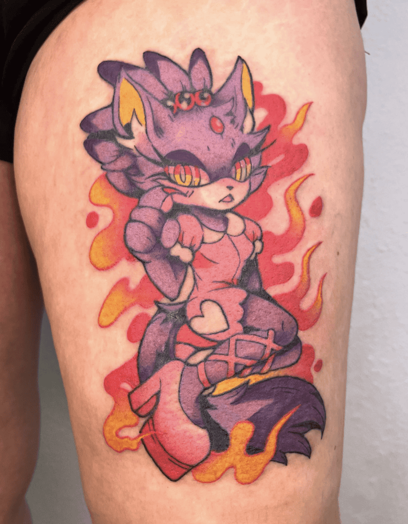 Blaze Fire Sonic the Hedgehog Tattoo
