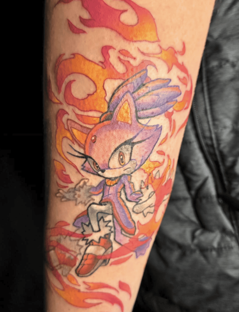 Blaze Flame Sonic the Hedgehog Tattoo