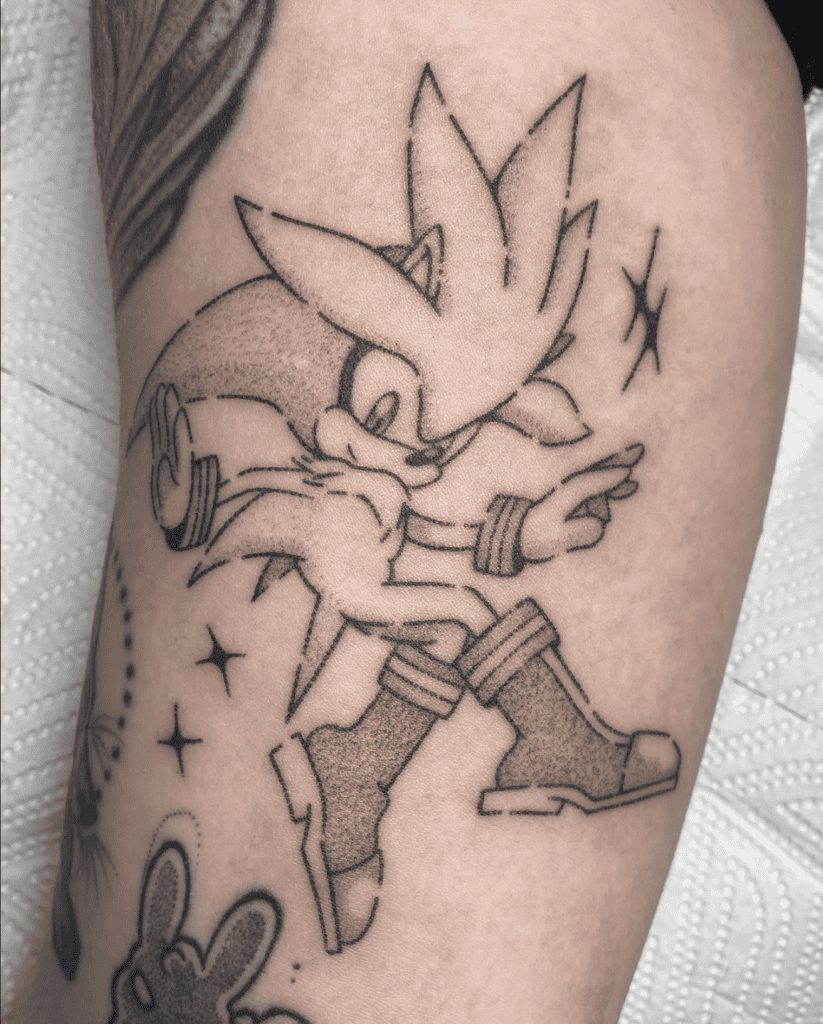 Silver Pose Sonic the Hedgehog Tattoo