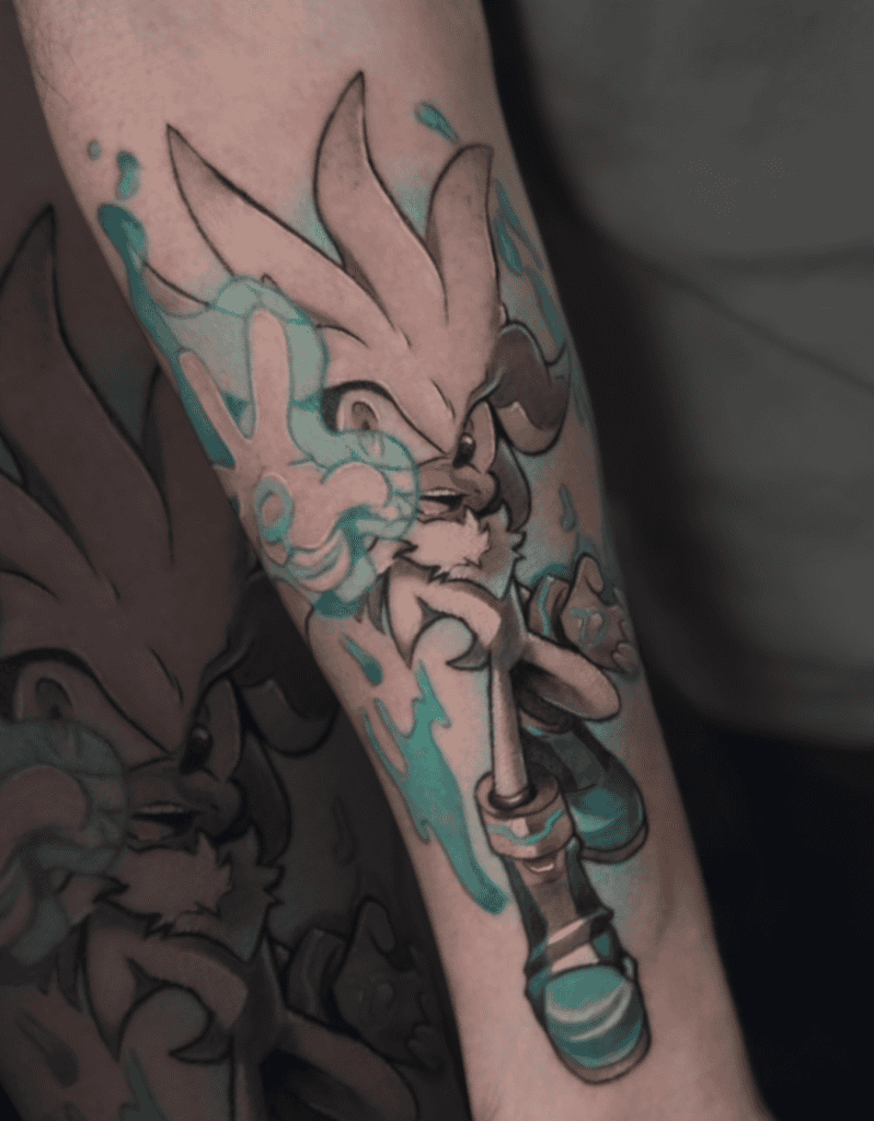 Silver Psychic Sonic the Hedgehog Tattoo