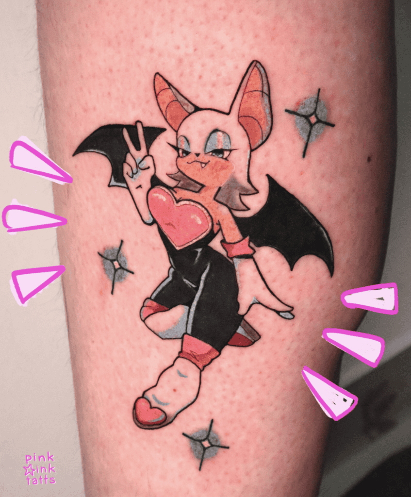 Rouge Peace Sonic the Hedgehog Tattoo
