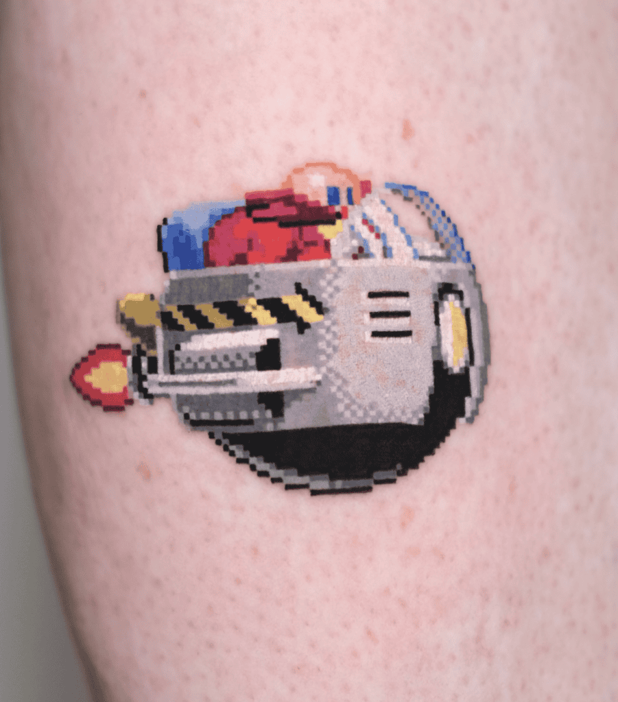 Dr Eggman Pixel Sonic the Hedgehog Tattoo