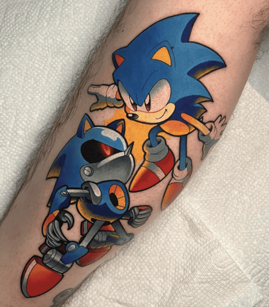 Metal Sonic and Sonic the Hedgehog Tattoo