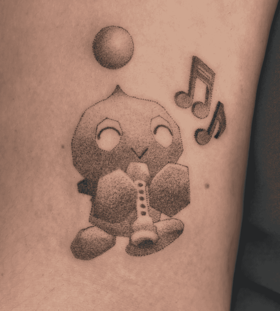 Chao Music Sonic the Hedgehog Tattoo