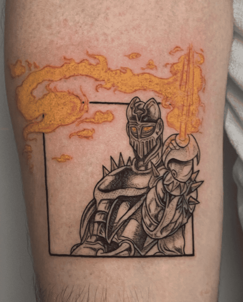 Silver Chariot Flame JoJo’s Bizarre Adventure Tattoo