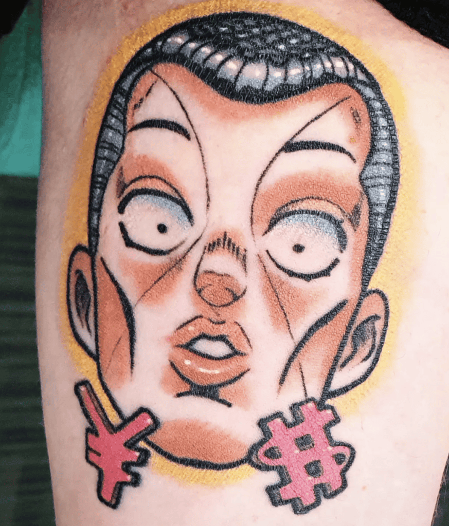 Okuyasu Nijimura Face JoJo’s Bizarre Adventure Tattoo