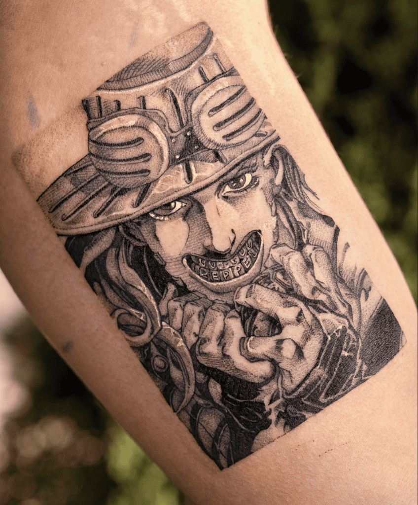 Gyro Zeppeli Smile JoJo’s Bizarre Adventure Tattoo
