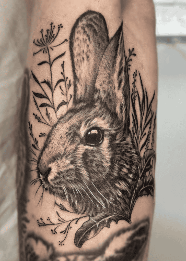 Eastern Cottontail Head Rabbit Tattoo