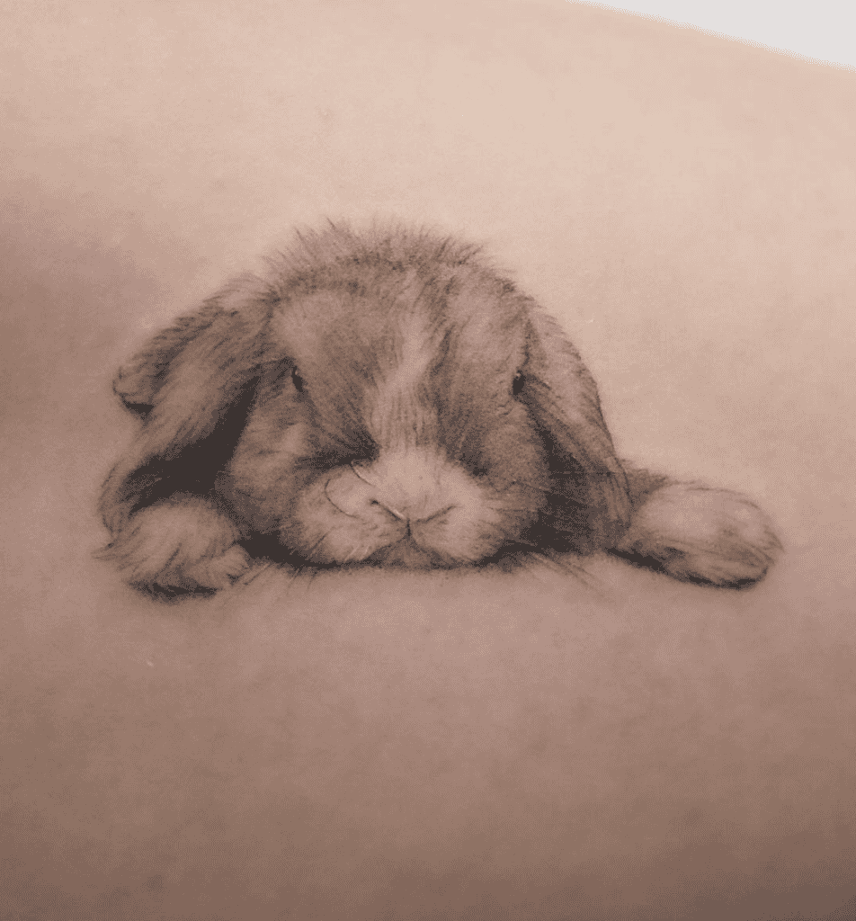 French Lop Sleep Rabbit Tattoo
