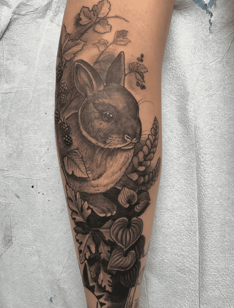 Netherland Dwarf Flowers Rabbit Tattoo
