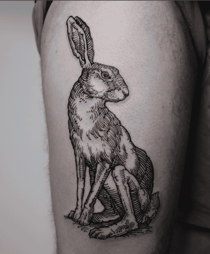 Belgian Hare Pose Tattoo