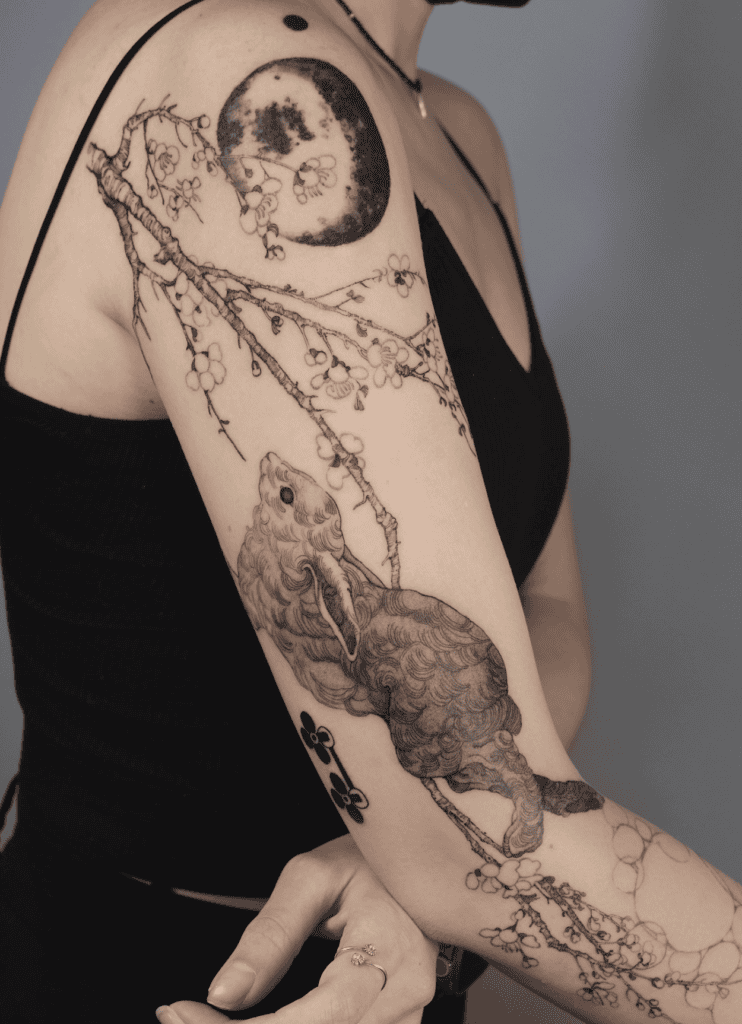 Jade Rabbit Moon Tattoo