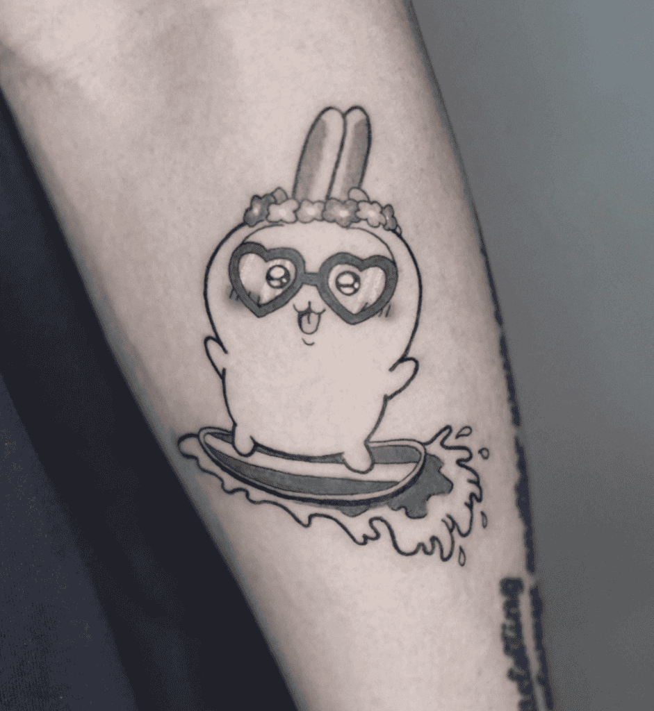 Molang Surf Rabbit Tattoo
