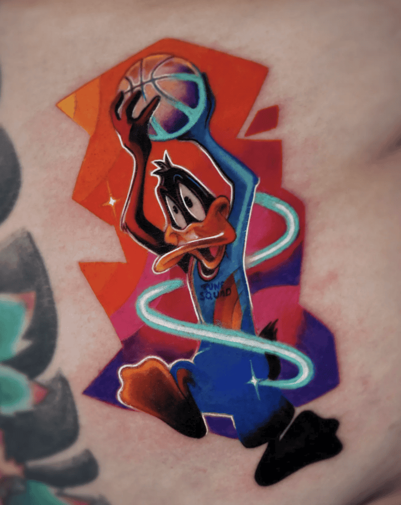 Daffy Duck Basketbal Looney Tunes Tattoo