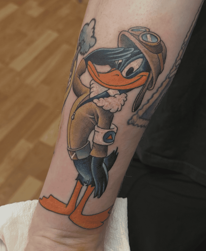 Daffy Duck Pilot Looney Tunes Tattoo