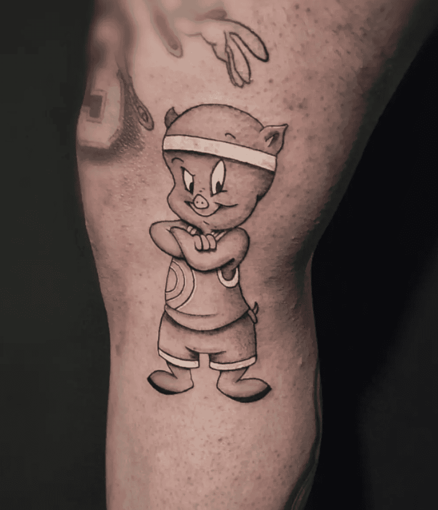 Porky Pig Basketball Looney Tunes Tattoo