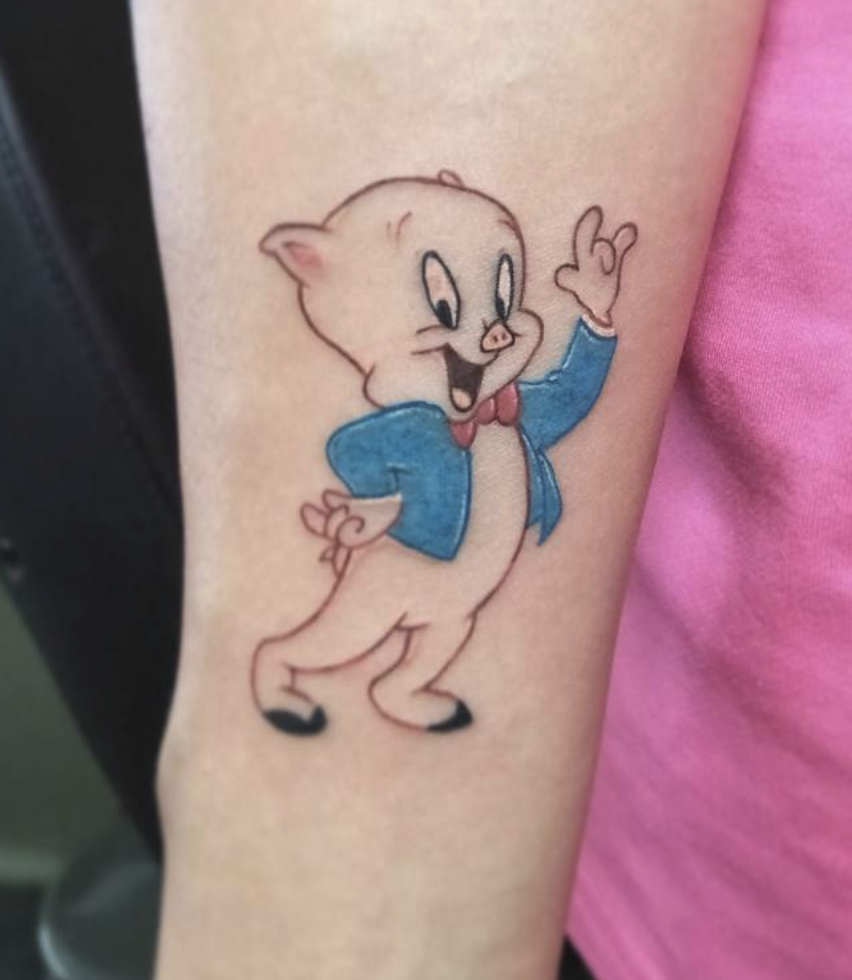 Porky Pig Wave Looney Tunes Tattoo