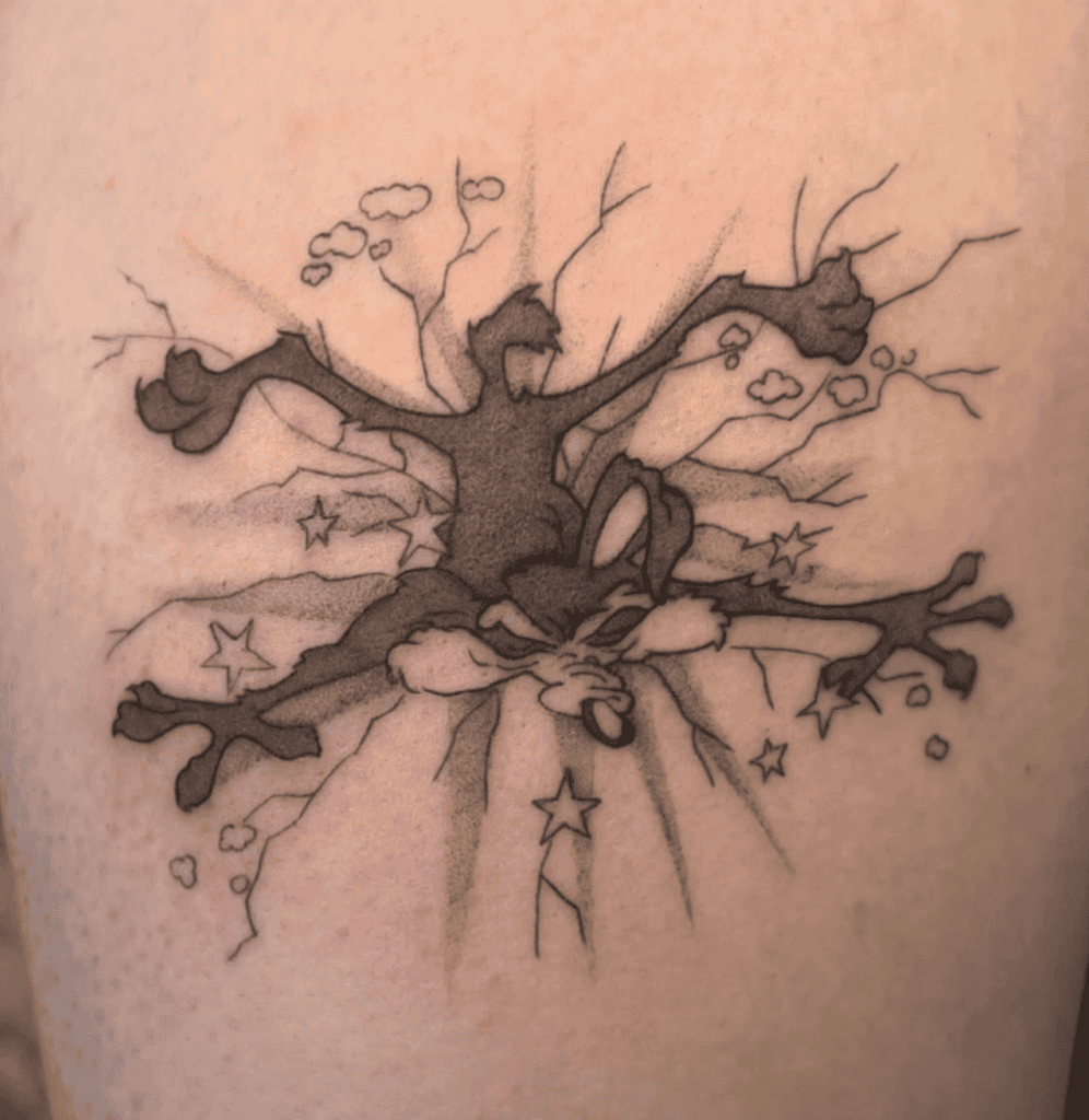 Wile E. Coyote Crash Looney Tunes Tattoo