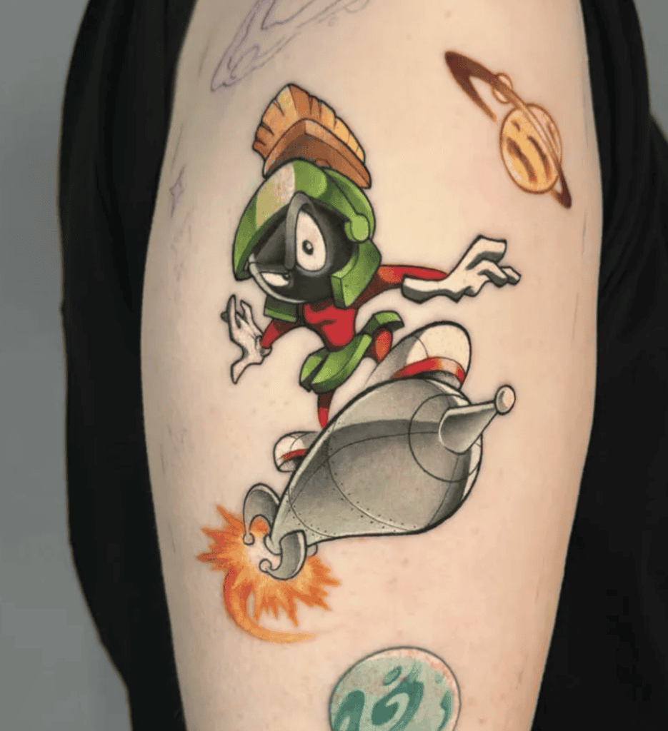 Marvin the Martian Rocket Looney Tunes Tattoo