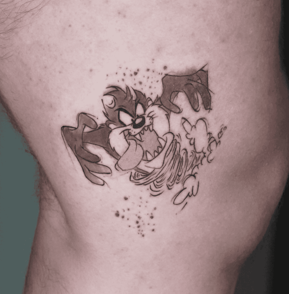 Taz Looney Spin Tunes Tattoo